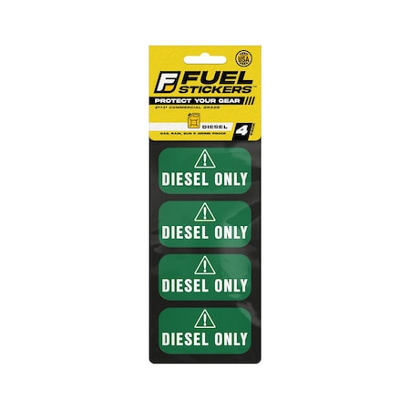Fuel Stickers Diesel Only Sticker, Fuel Can & Outdoor Power Equipment, Hvy-Dty, Green/White, 2''x1'', 4PK Z-2X1DG-4PK
